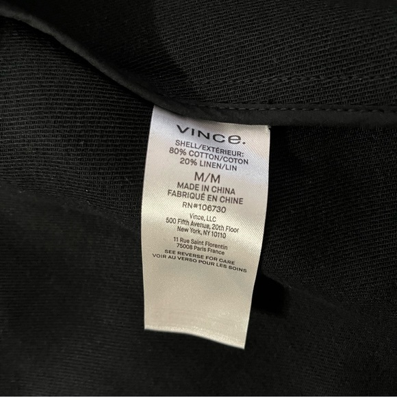Vince Cropped Blazer Jacket Cotton Linen Black Size M - Picture 9 of 9